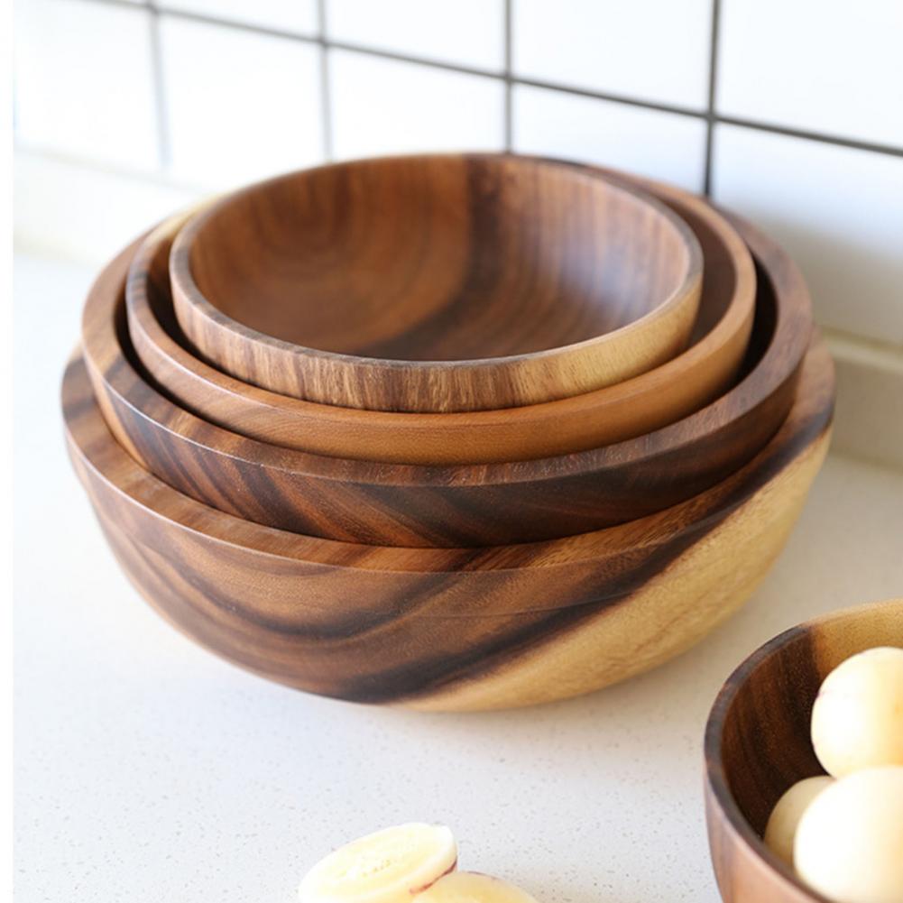 Natural Wooden Bowl – Japanese Style Salad & Fruit Bowl for Home and Restaurant Use