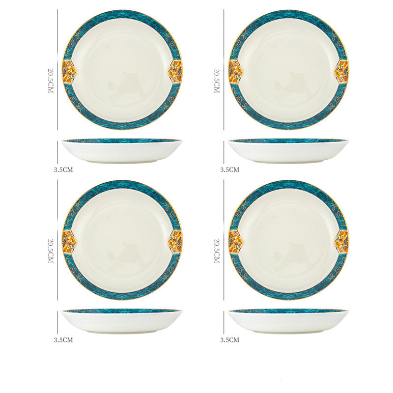 Nordic Ceramic Dinner Plate – Floral Porcelain Steak Plate