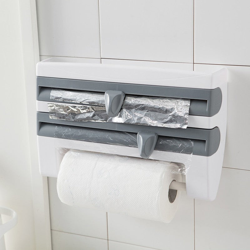 4-in-1 Kitchen Roll Holder Wall Mount – Foil, Cling Film & Paper Towel Dispenser