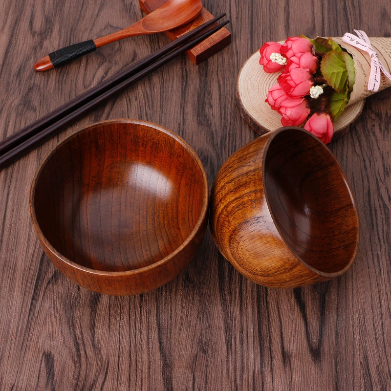 Round Wooden Bowl – Natural Wood Serving Bowl for Coffee, Tea & Dining