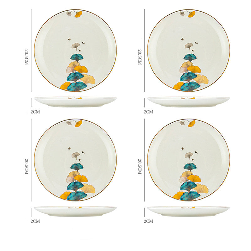 Nordic Ceramic Dinner Plate – Floral Porcelain Steak Plate