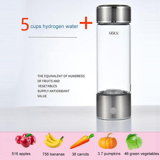 Hydrogen Water Generator Bottle – USB Rechargeable Electrolysis Cup 420ml