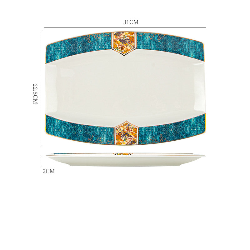 Nordic Ceramic Dinner Plate – Floral Porcelain Steak Plate
