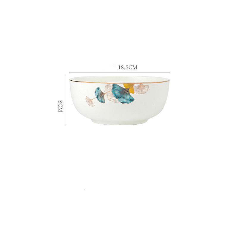 Nordic Ceramic Dinner Plate – Floral Porcelain Steak Plate