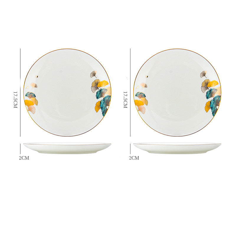 Nordic Ceramic Dinner Plate – Floral Porcelain Steak Plate