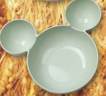 Kids Wheat Straw Dinner Set – Cartoon Bowl with Spoon, Fork & Chopsticks