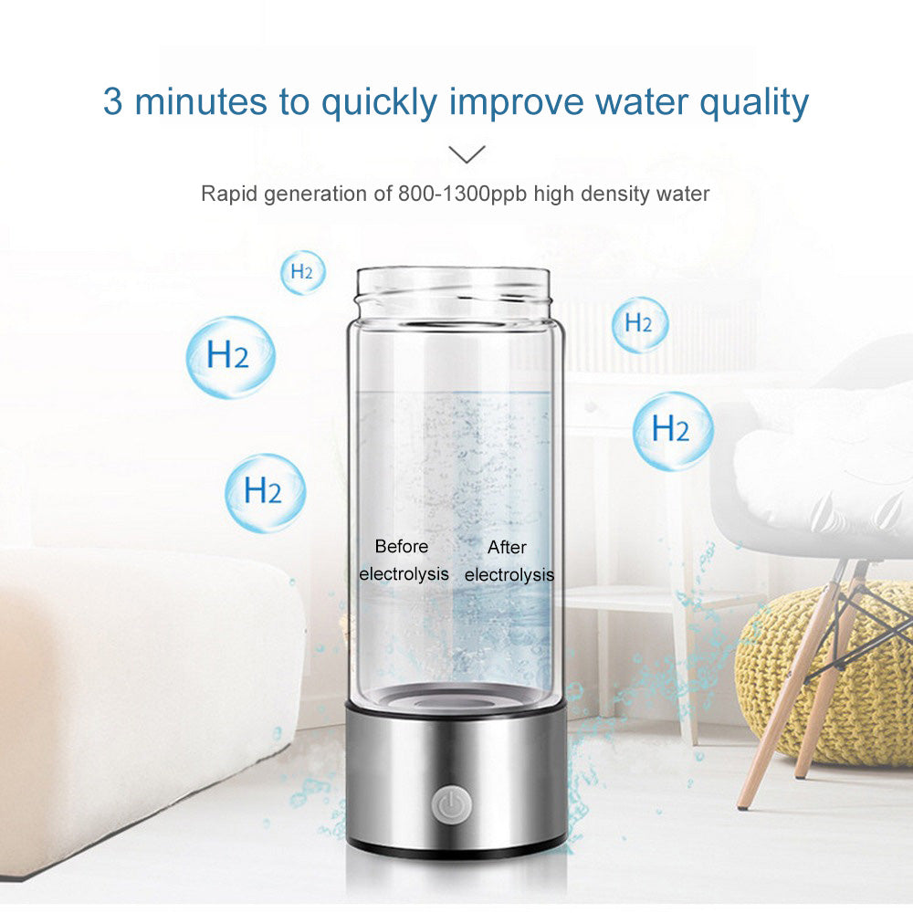 Hydrogen Water Generator Bottle – USB Rechargeable Electrolysis Cup 420ml