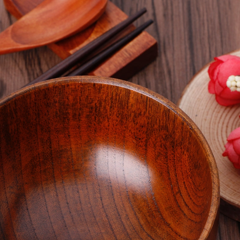 Round Wooden Bowl – Natural Wood Serving Bowl for Coffee, Tea & Dining