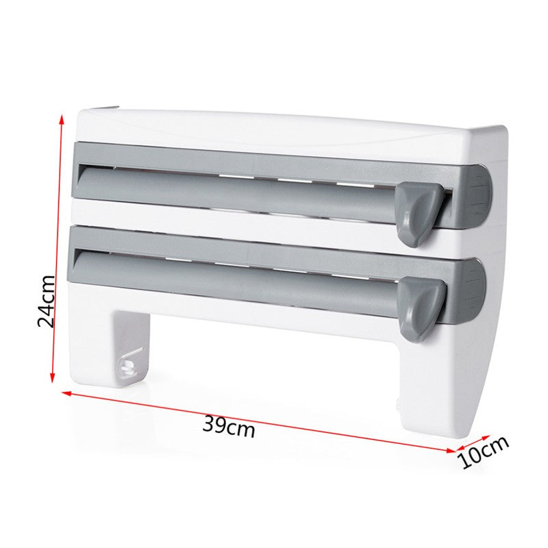 4-in-1 Kitchen Roll Holder Wall Mount – Foil, Cling Film & Paper Towel Dispenser