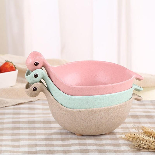 Kids Dinosaur Bowl – Wheat Straw Cartoon Bowl for Snacks