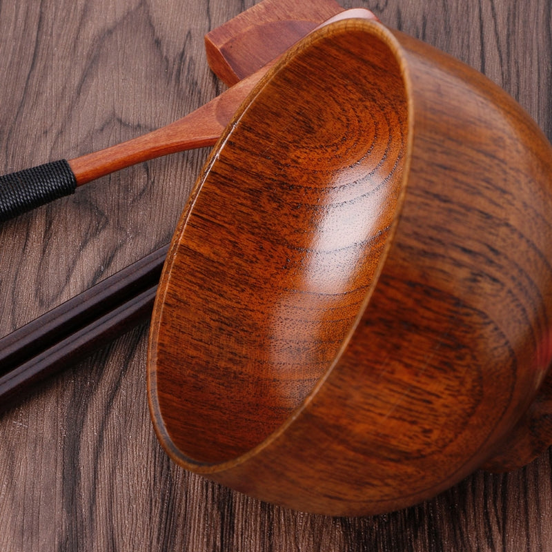 Round Wooden Bowl – Natural Wood Serving Bowl for Coffee, Tea & Dining