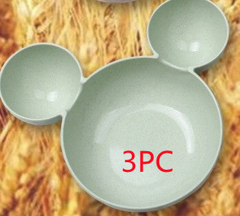 Kids Wheat Straw Dinner Set – Cartoon Bowl with Spoon, Fork & Chopsticks