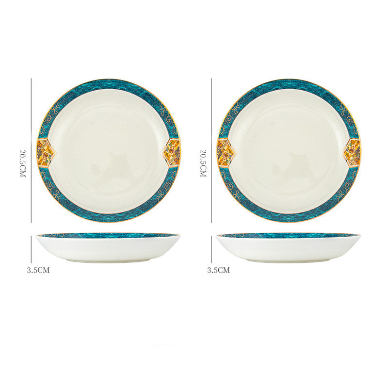Nordic Ceramic Dinner Plate – Floral Porcelain Steak Plate