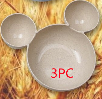 Kids Wheat Straw Dinner Set – Cartoon Bowl with Spoon, Fork & Chopsticks