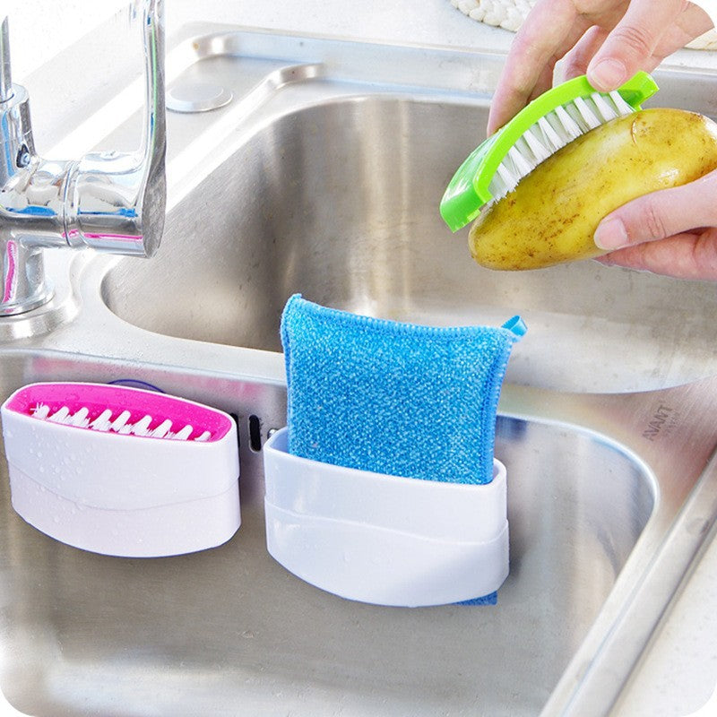 Suction Cup Kitchen Cleaning Brush – Knife, Fork & Vegetable Scrubber