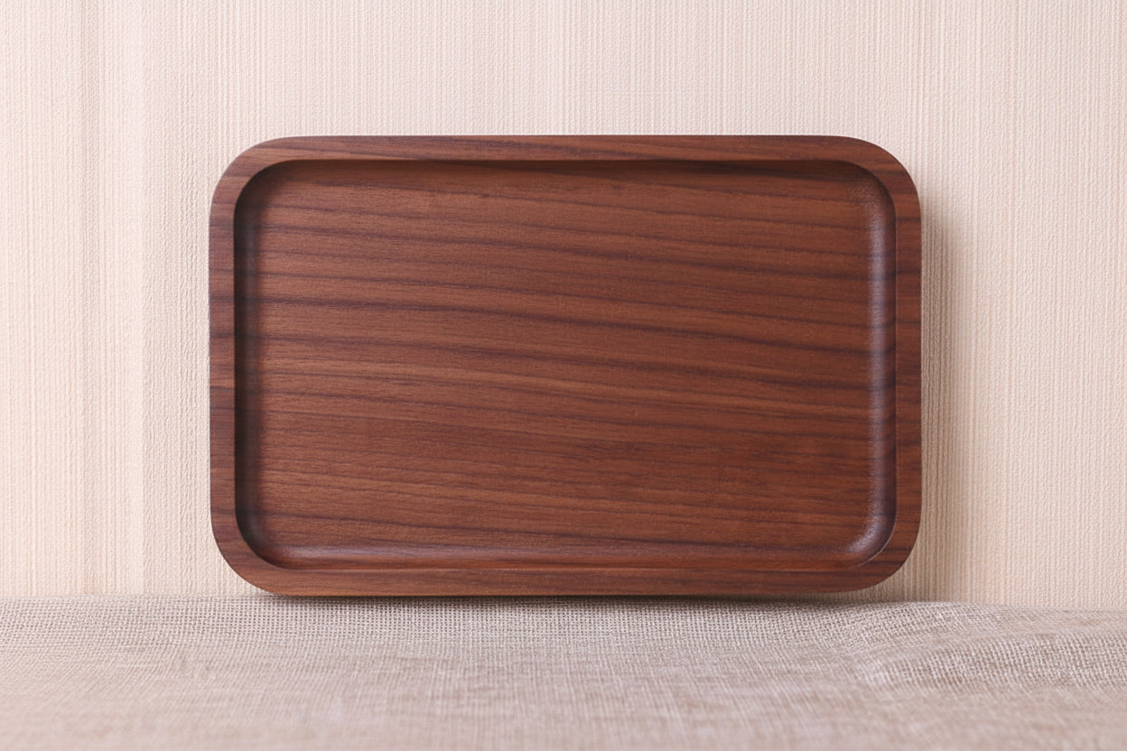 Black Walnut Wooden Serving Plate – Japanese Style Rectangular & Square Dinner Tray
