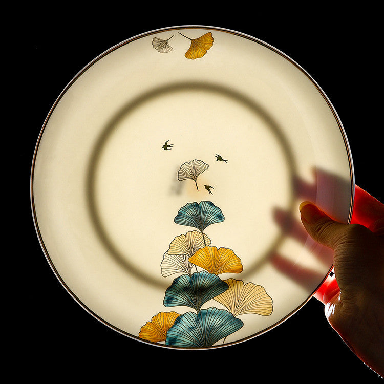 Nordic Ceramic Dinner Plate – Floral Porcelain Steak Plate