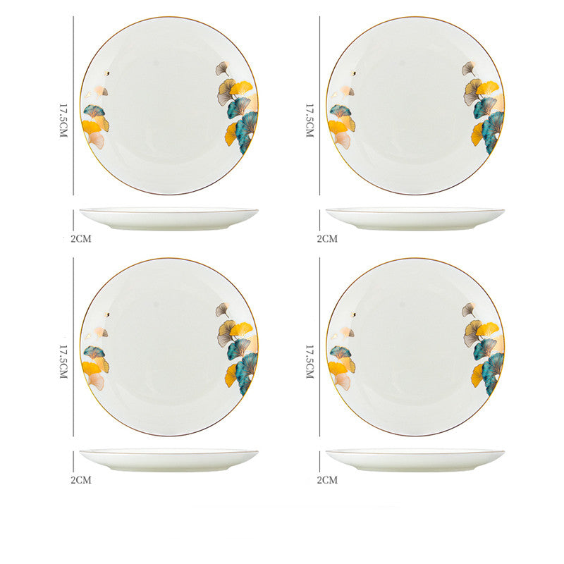Nordic Ceramic Dinner Plate – Floral Porcelain Steak Plate
