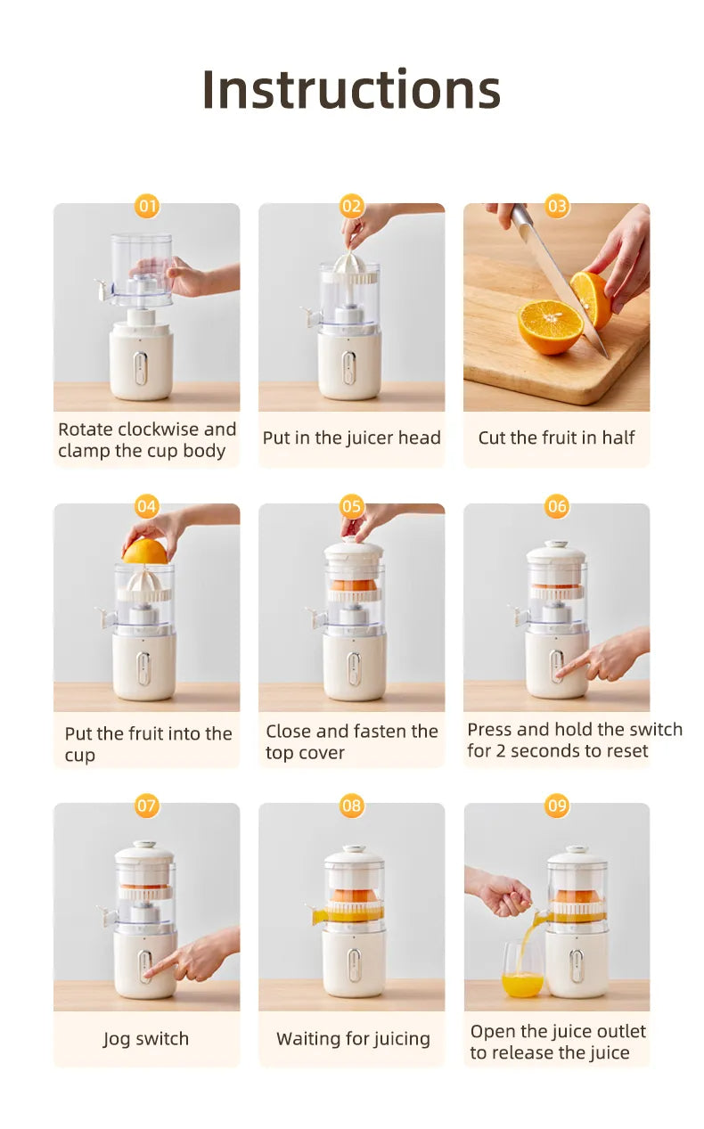 USB Rechargeable Mini Orange & Lemon Squeezer (150ml)
