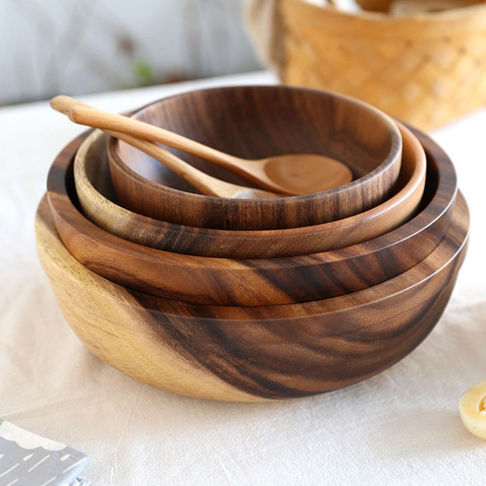 Natural Wooden Bowl – Japanese Style Salad & Fruit Bowl for Home and Restaurant Use