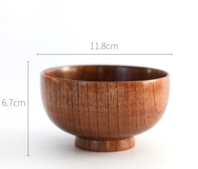 Round Wooden Bowl – Natural Wood Serving Bowl for Coffee, Tea & Dining