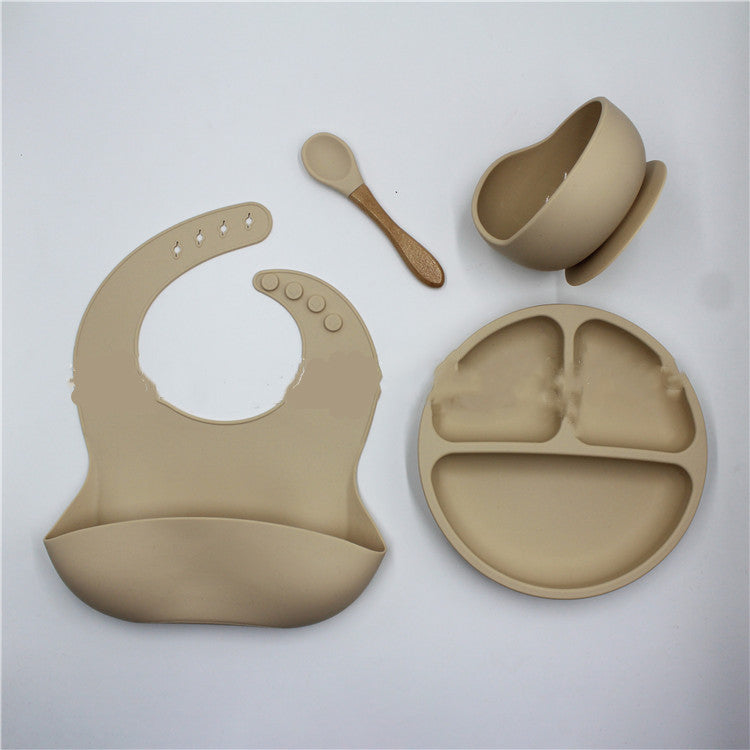 4-Piece Silicone Baby Feeding Set – Bib, Bowl, Plate & Spoon