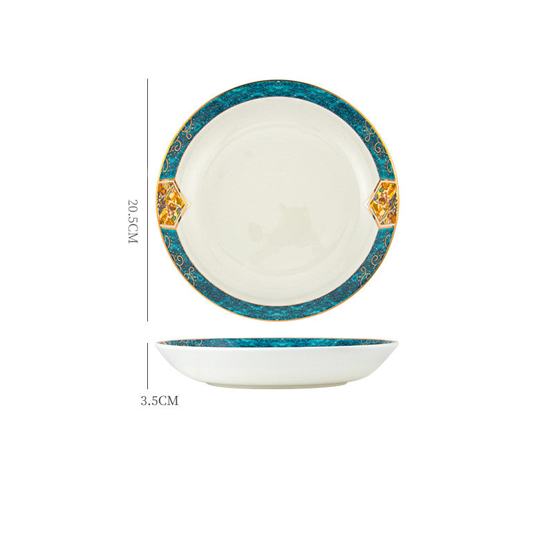Nordic Ceramic Dinner Plate – Floral Porcelain Steak Plate