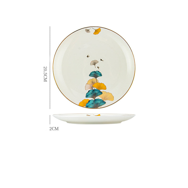 Nordic Ceramic Dinner Plate – Floral Porcelain Steak Plate