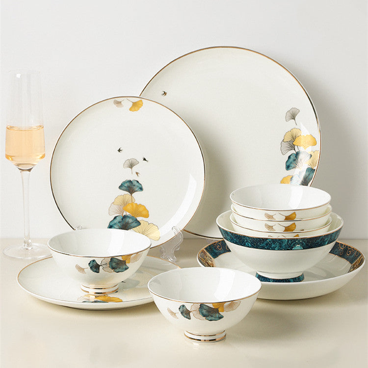Nordic Ceramic Dinner Plate – Floral Porcelain Steak Plate