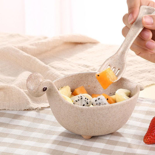 Kids Dinosaur Bowl – Wheat Straw Cartoon Bowl for Snacks