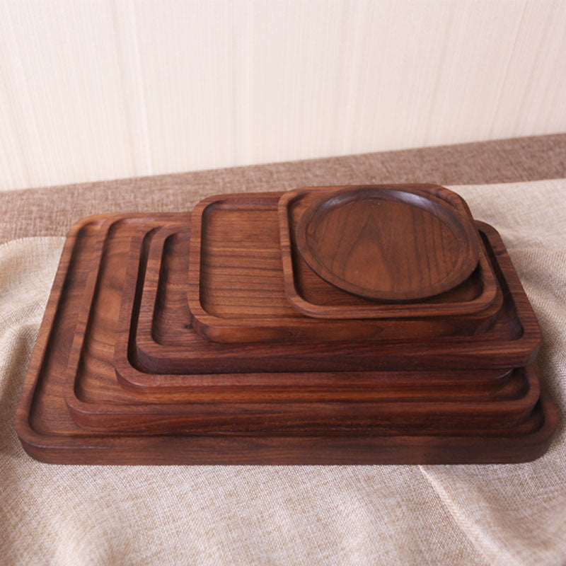 Black Walnut Wooden Serving Plate – Japanese Style Rectangular & Square Dinner Tray