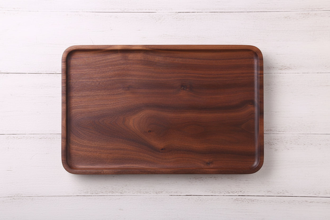 Black Walnut Wooden Serving Plate – Japanese Style Rectangular & Square Dinner Tray