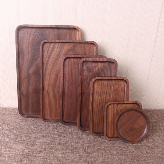 Black Walnut Wooden Serving Plate – Japanese Style Rectangular & Square Dinner Tray