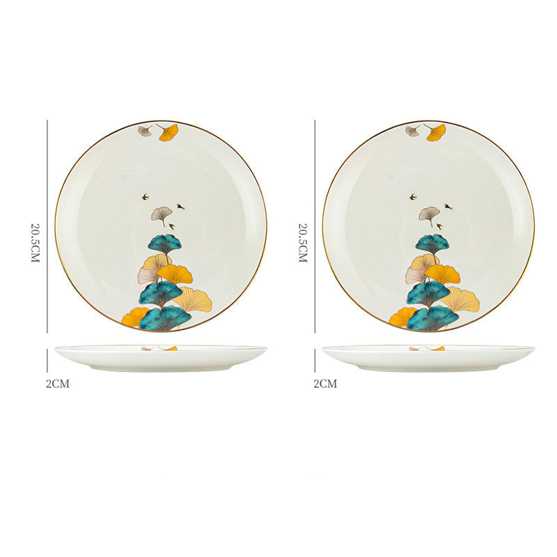 Nordic Ceramic Dinner Plate – Floral Porcelain Steak Plate