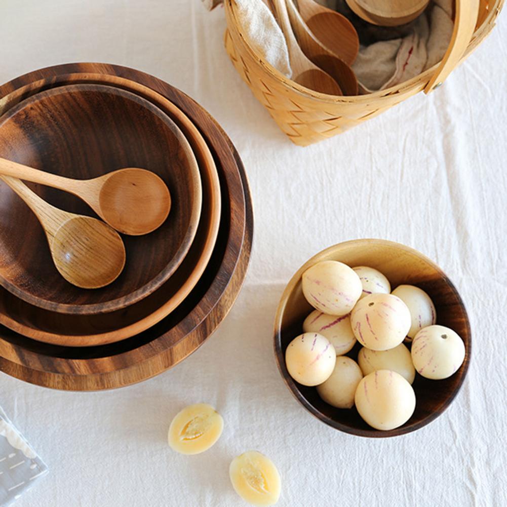 Natural Wooden Bowl – Japanese Style Salad & Fruit Bowl for Home and Restaurant Use