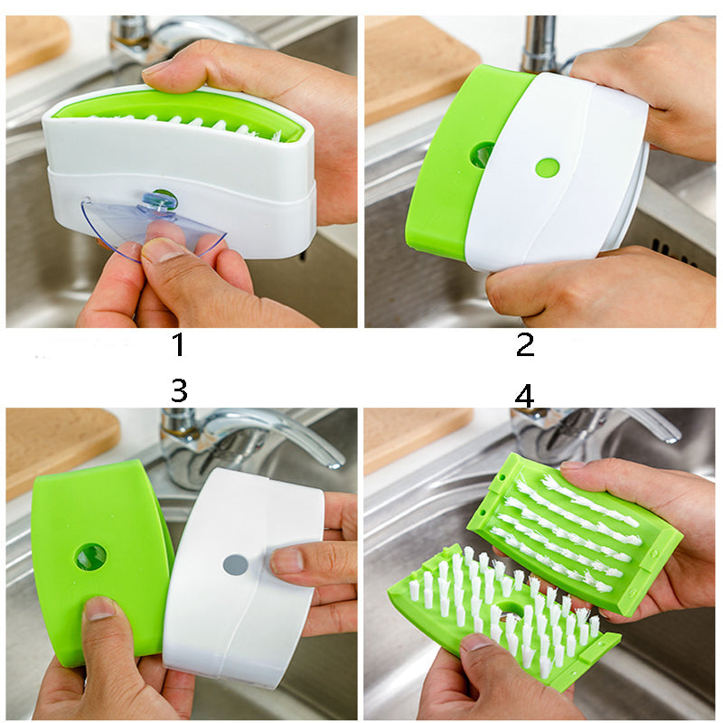 Suction Cup Kitchen Cleaning Brush – Knife, Fork & Vegetable Scrubber