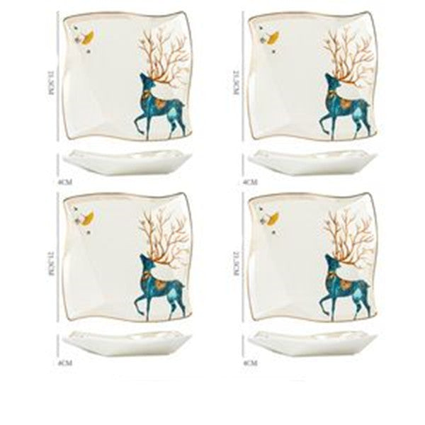 Nordic Ceramic Dinner Plate – Floral Porcelain Steak Plate