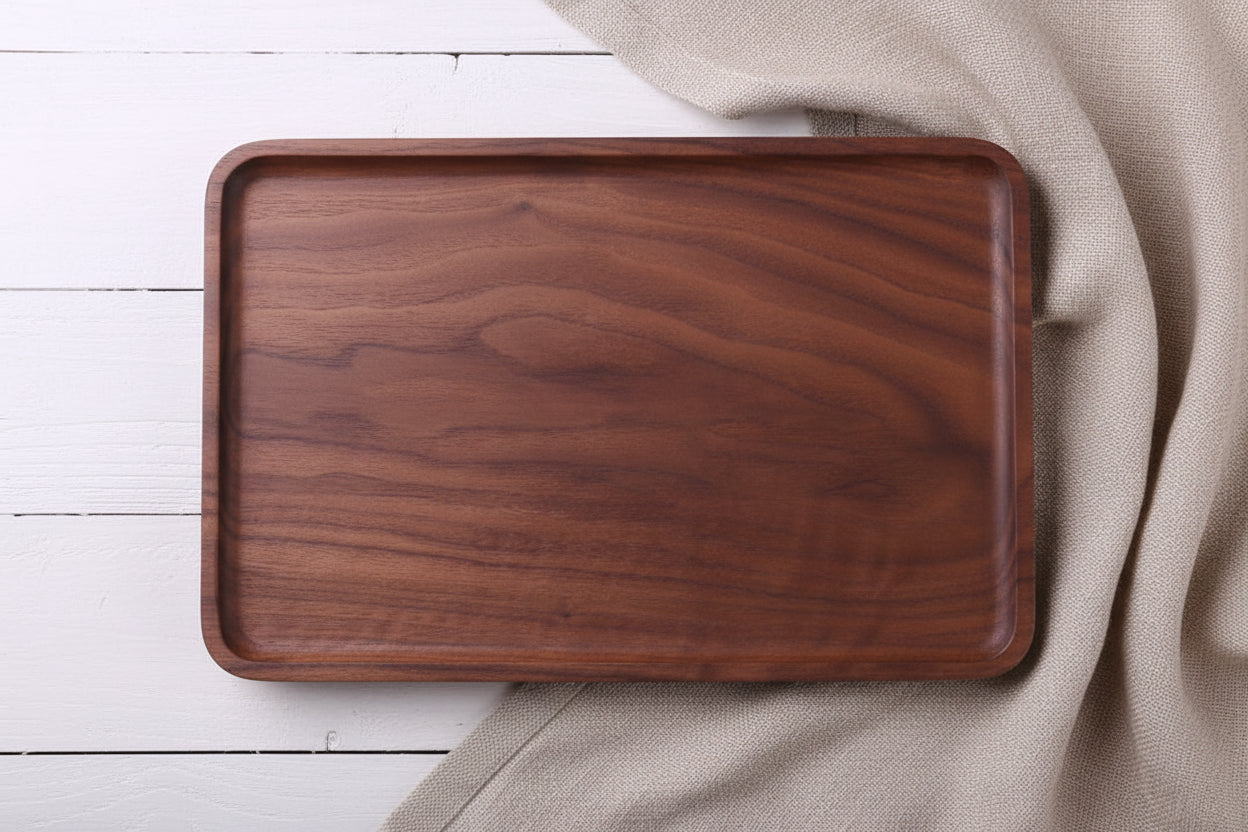 Black Walnut Wooden Serving Plate – Japanese Style Rectangular & Square Dinner Tray