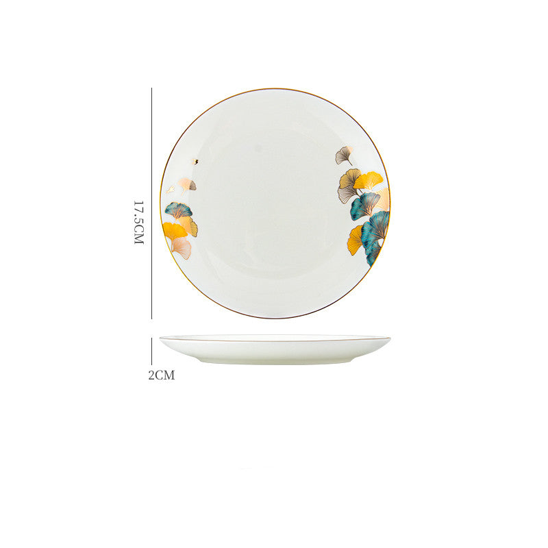 Nordic Ceramic Dinner Plate – Floral Porcelain Steak Plate