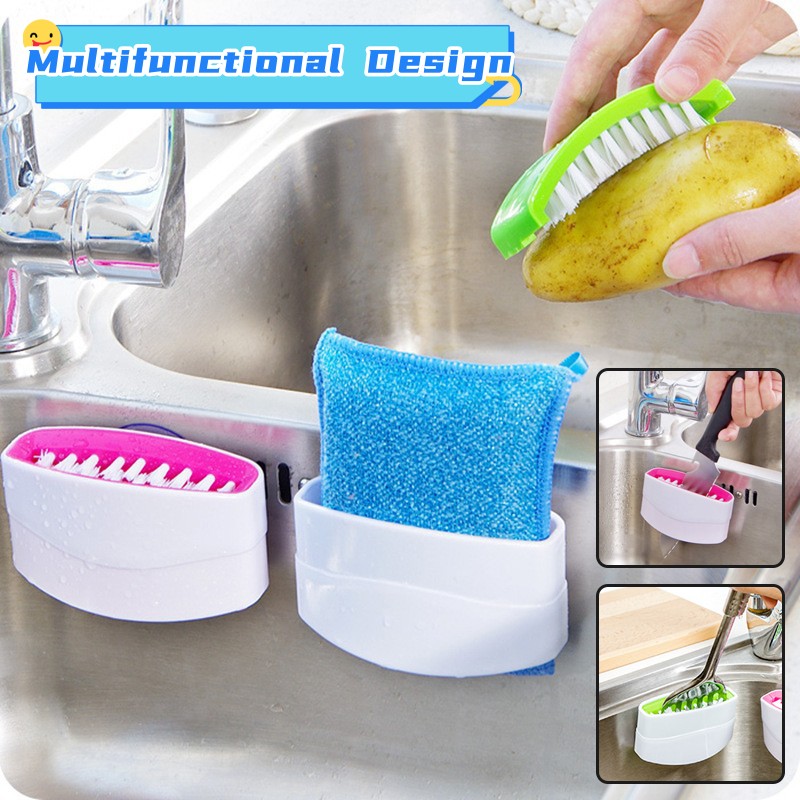 Suction Cup Kitchen Cleaning Brush – Knife, Fork & Vegetable Scrubber