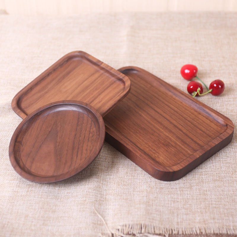 Black Walnut Wooden Serving Plate – Japanese Style Rectangular & Square Dinner Tray