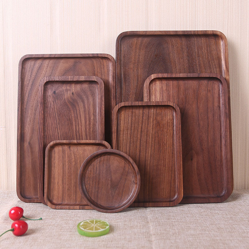 Black Walnut Wooden Serving Plate – Japanese Style Rectangular & Square Dinner Tray
